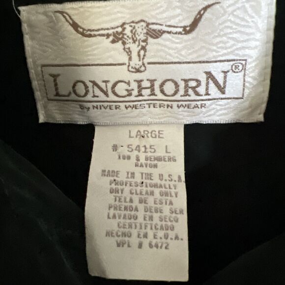 Vintage Longhorn Niver Western Wear Shirt L Large Embossed Silver Oblong Buttons - Picture 4 of 8